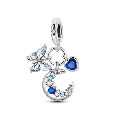 Mond und Schmetterling Charm