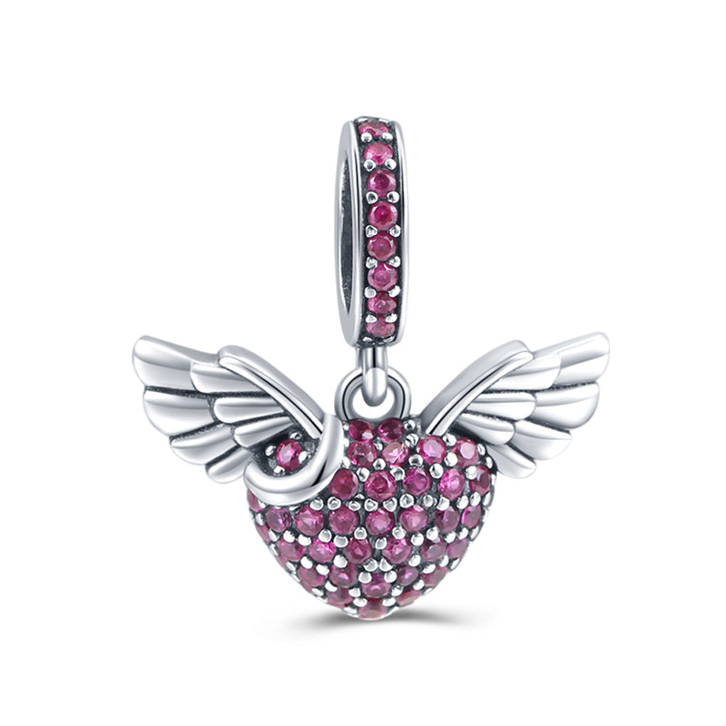 Eingefasstes Rosa Herz Charm