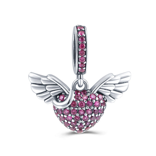 Eingefasstes Rosa Herz Charm